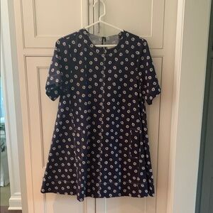 Maeve Midnight Blue Dress with White Floral Design